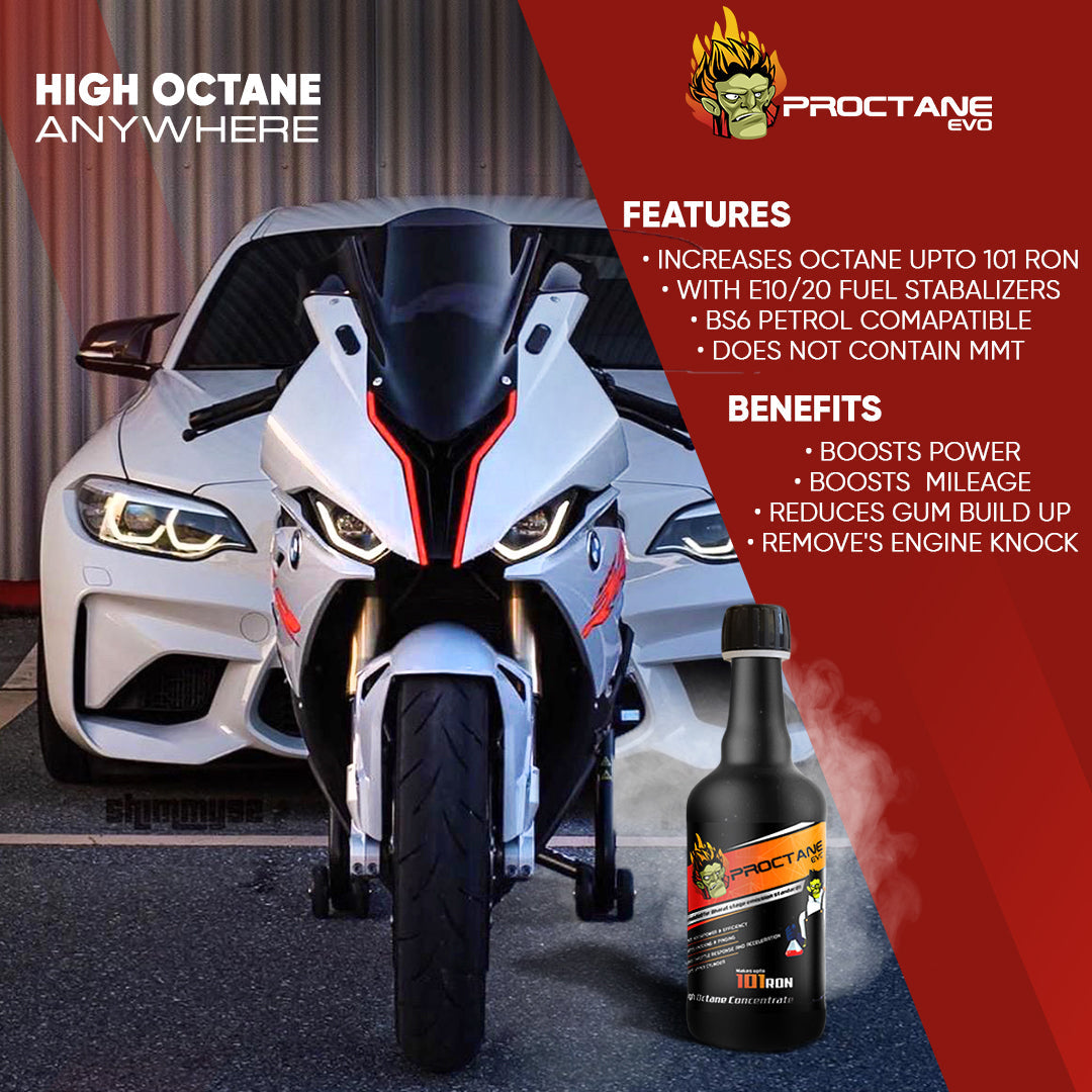 PROCTANE-EVO | Cars & Bikes Performance Booster | With Ethanol Stabilizer (Pack of 2)