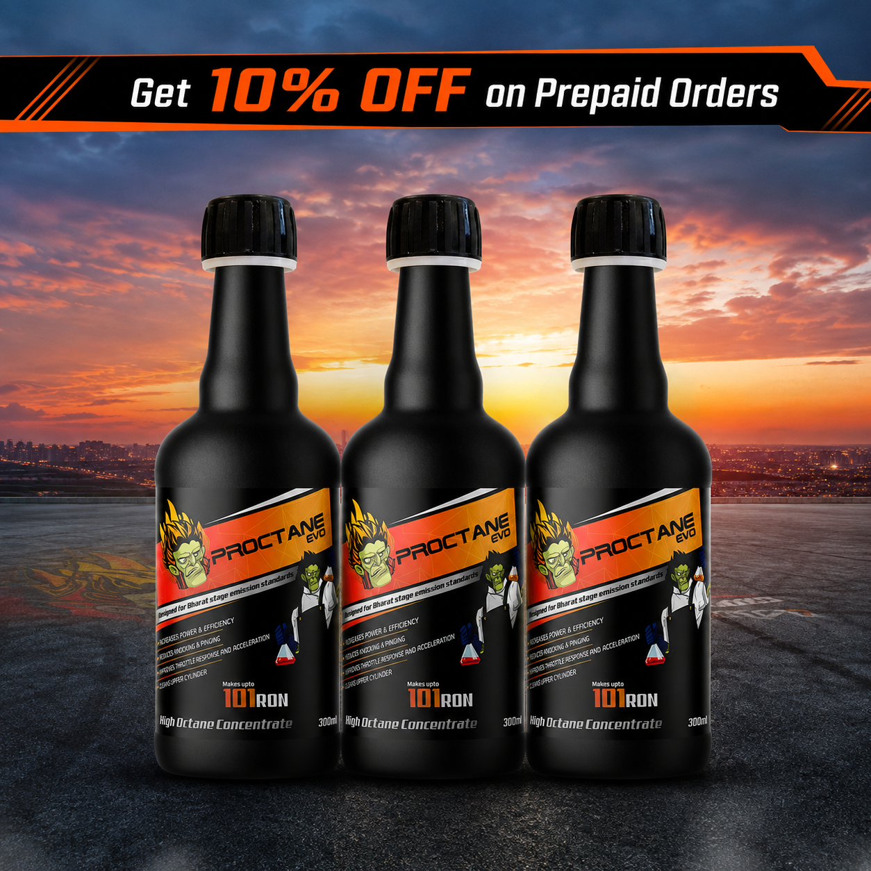 Proctane EVO — Octane Booster + E20 Ethanol Stabilizer for Petrol Cars & Bikes (Pack of 3)